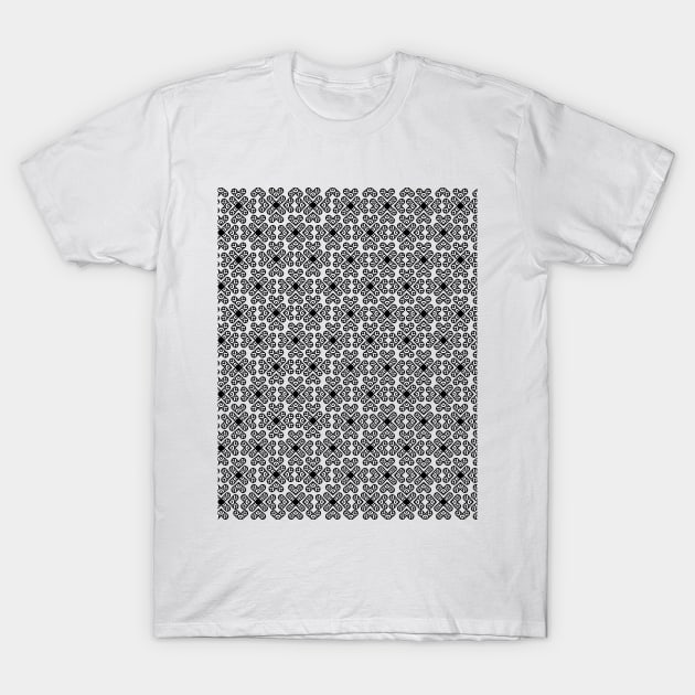 Polynesian Tattoo Style Tribal Valentines Motif Pattern Black and White T-Shirt by oknoki